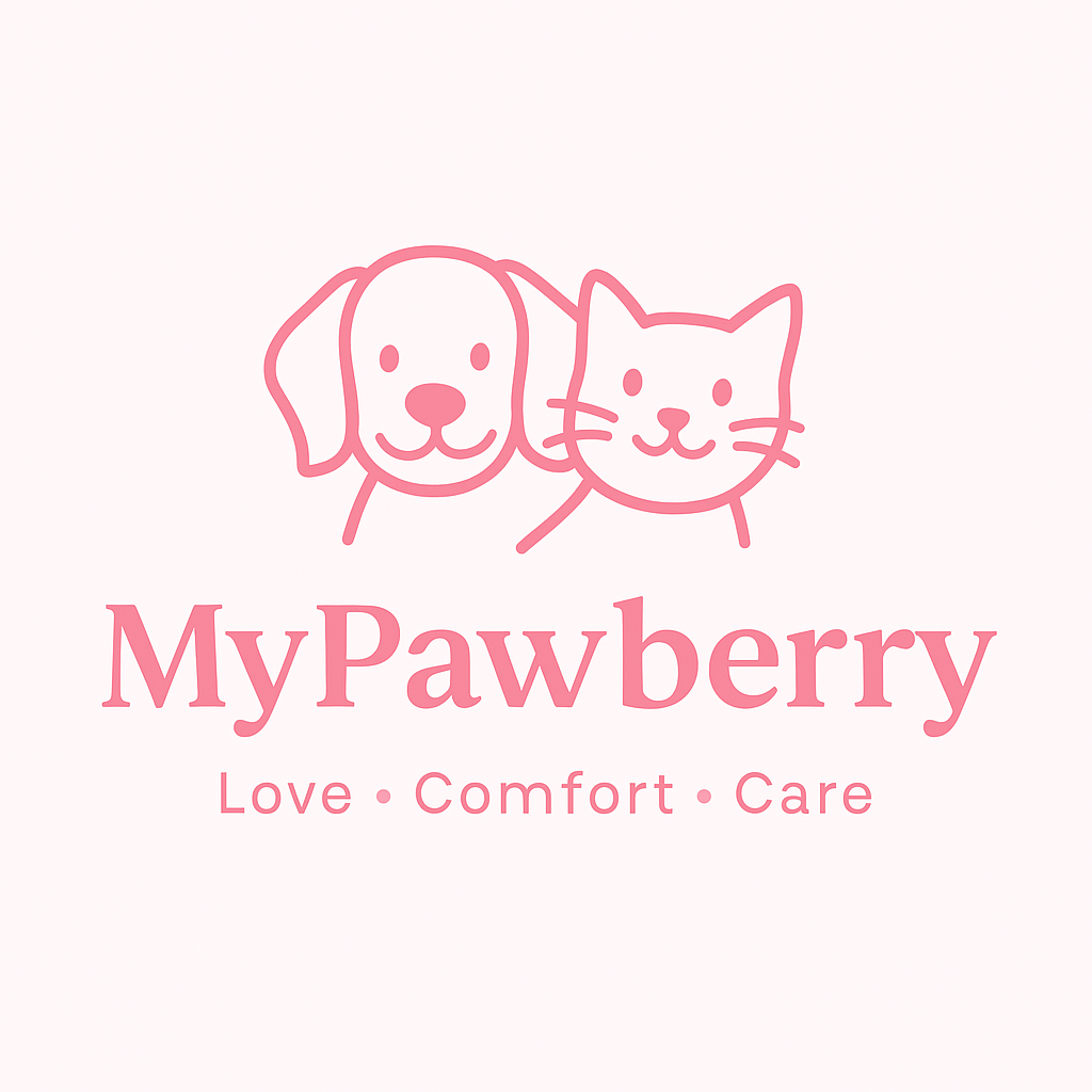 MyPawberry logo featuring a dog and cat, representing Pet Essentials for Dogs & Cats.
