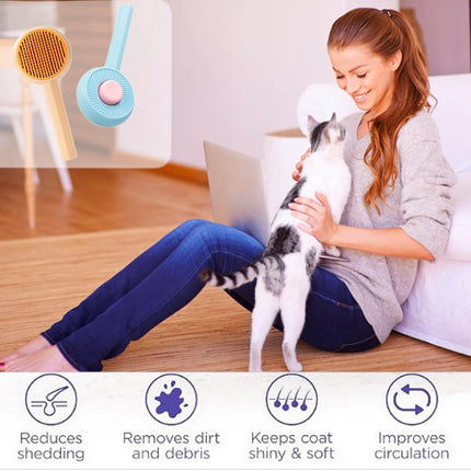 2-in-1 Self-Cleaning Grooming Brush for Cats & Dogs – Massage, Detangle & Fur Remover”