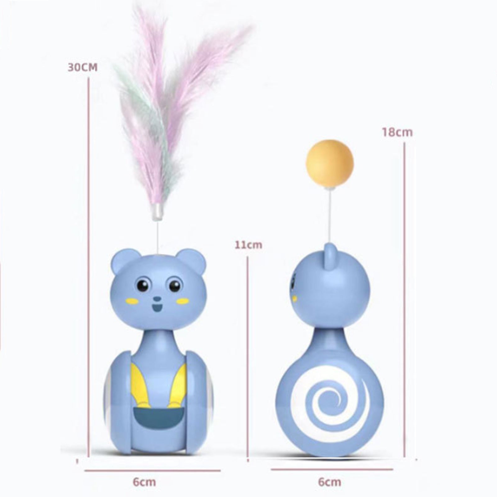 Interactive Cat Rolling Toy with Feather