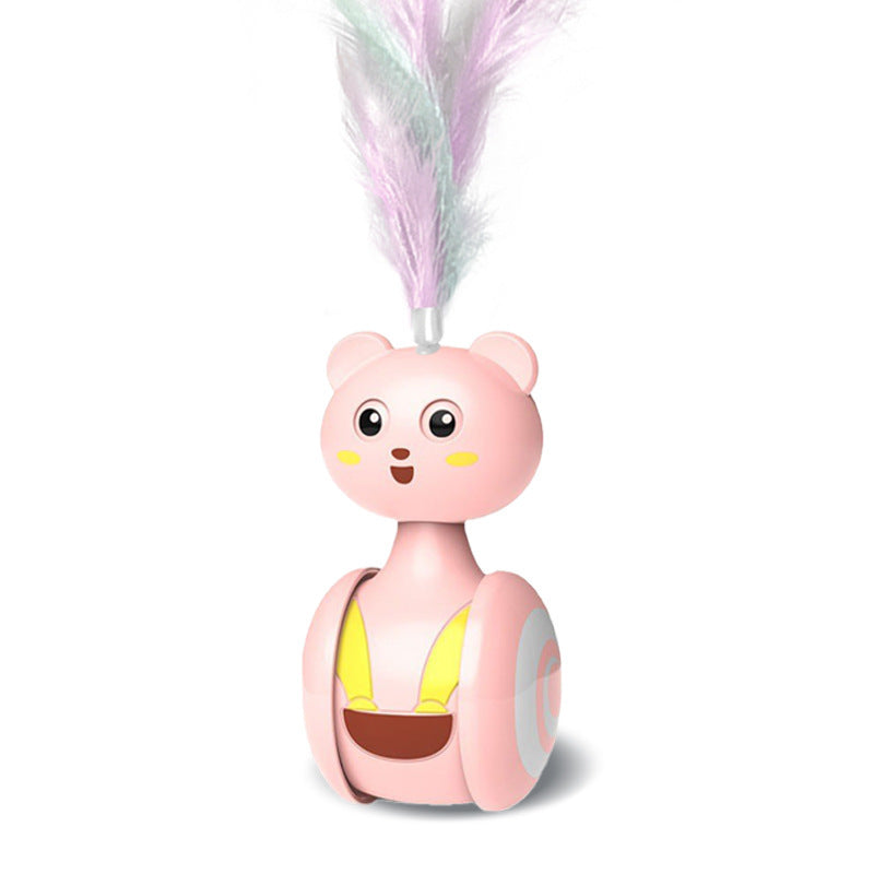 Interactive Cat Rolling Toy with Feather