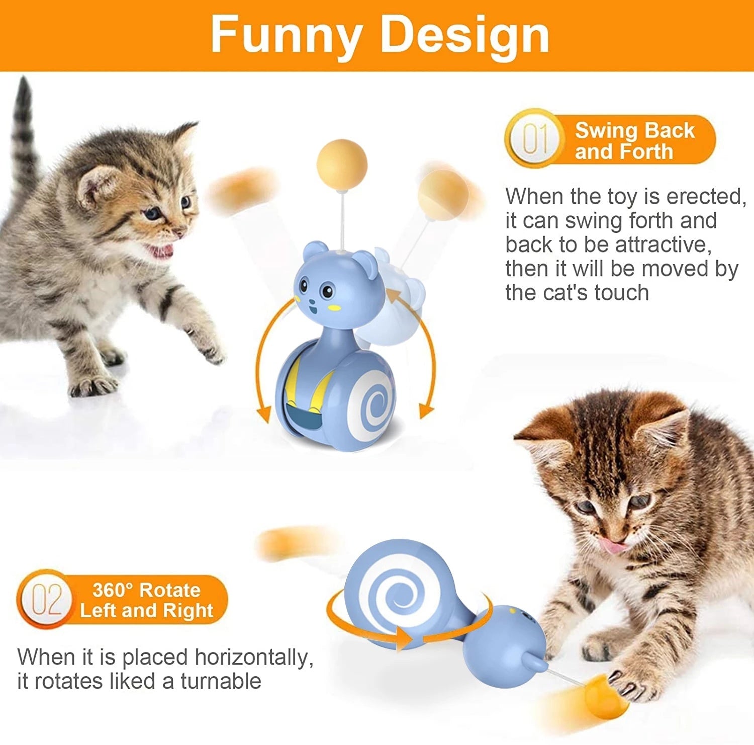 Interactive Cat Rolling Toy with Feather