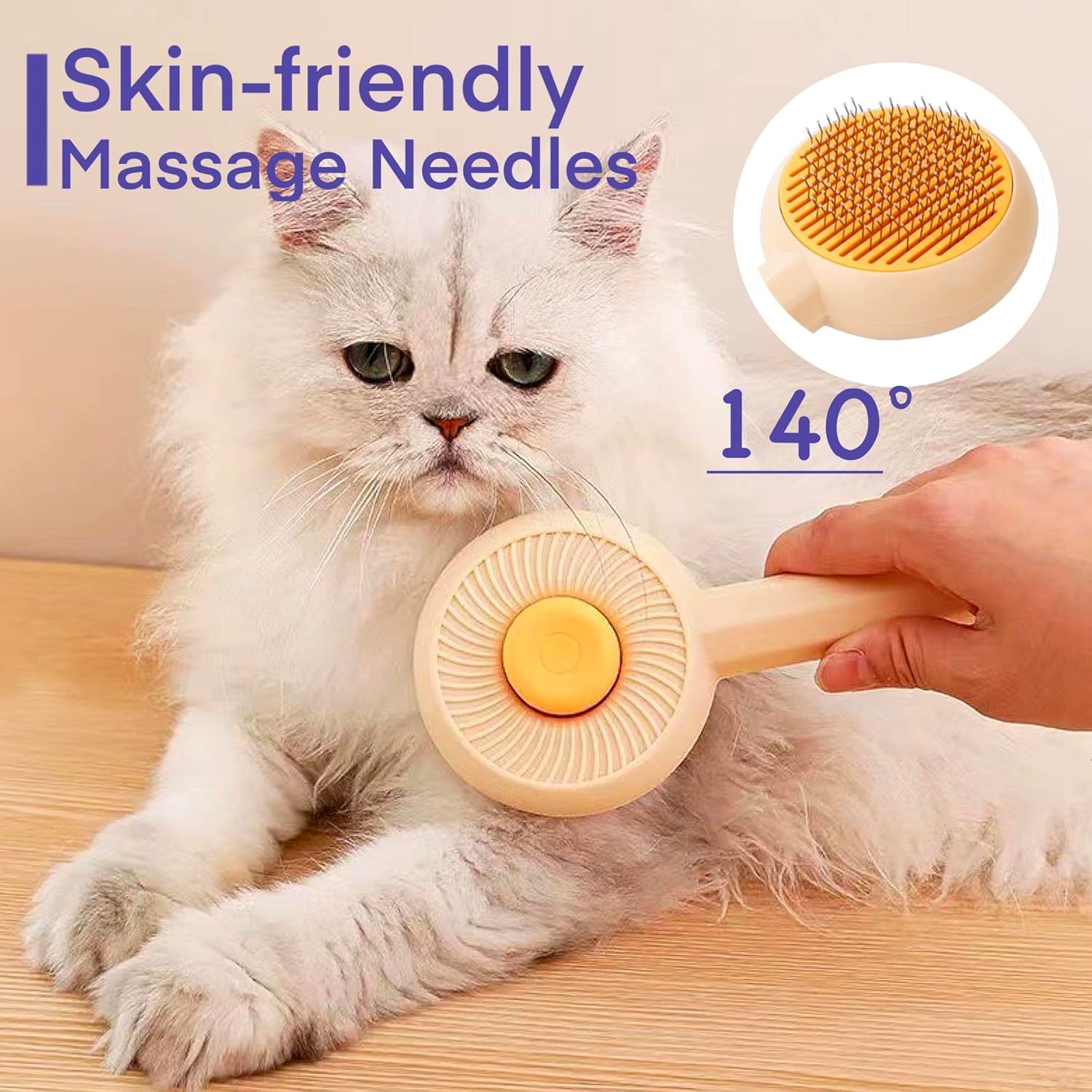 2-in-1 Self-Cleaning Grooming Brush for Cats & Dogs 