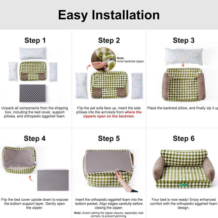 Orthopedic Egg-Foam Dog Bed – Washable Non-Slip Sofa for Small & Medium Dogs (Beige, 34.6″