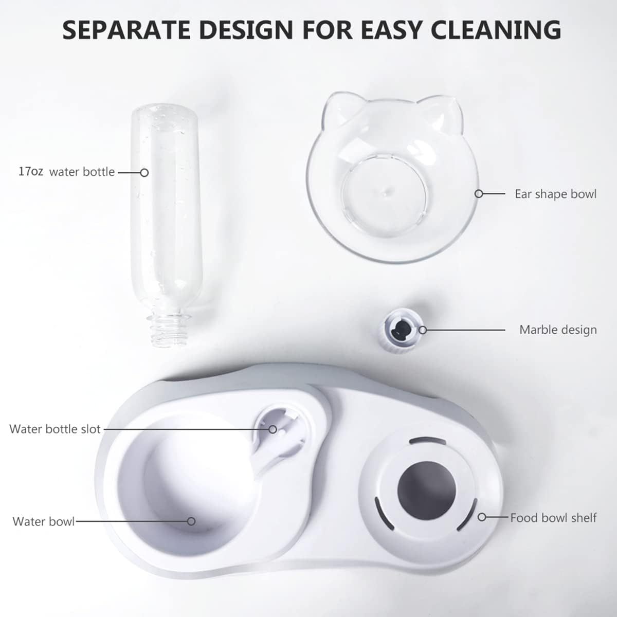 2-in-1 Cat Bowl with 17oz Water Dispenser