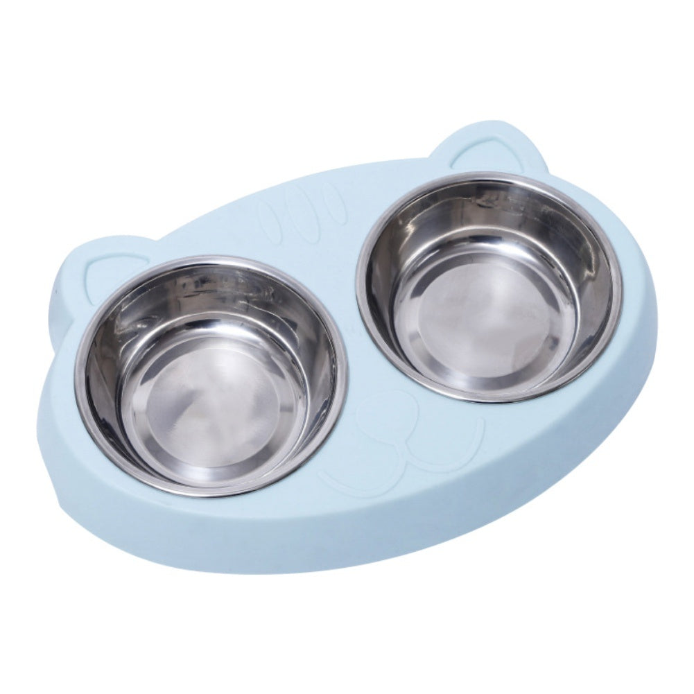 Double Stainless Steel Pet Bowls Cute Ear Design