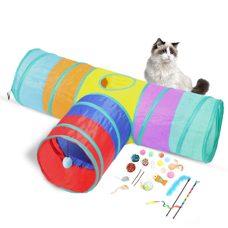 3-Way Cat Tunnel with Toy Ball