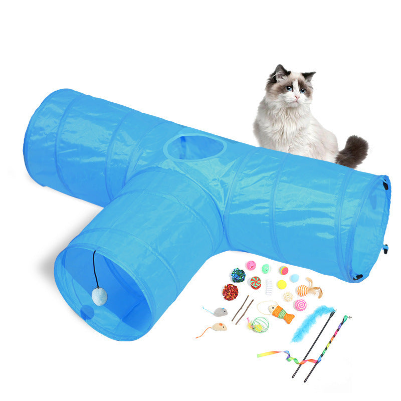 3-Way Cat Tunnel with Toy Ball
