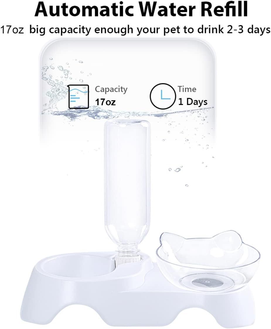 2-in-1 Cat Bowl with 17oz Water Dispenser