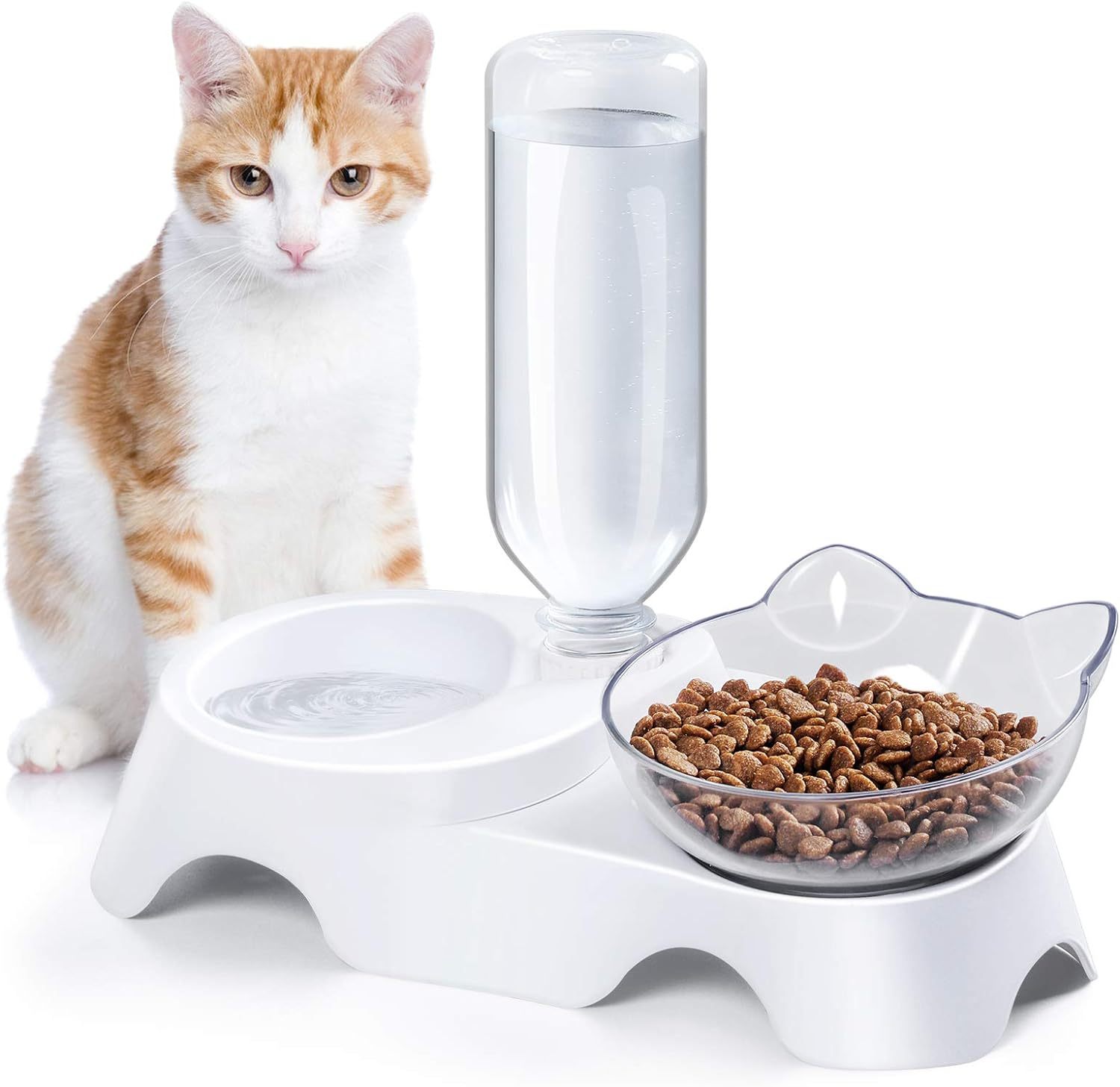 2-in-1 Cat Bowl with 17oz Water Dispenser