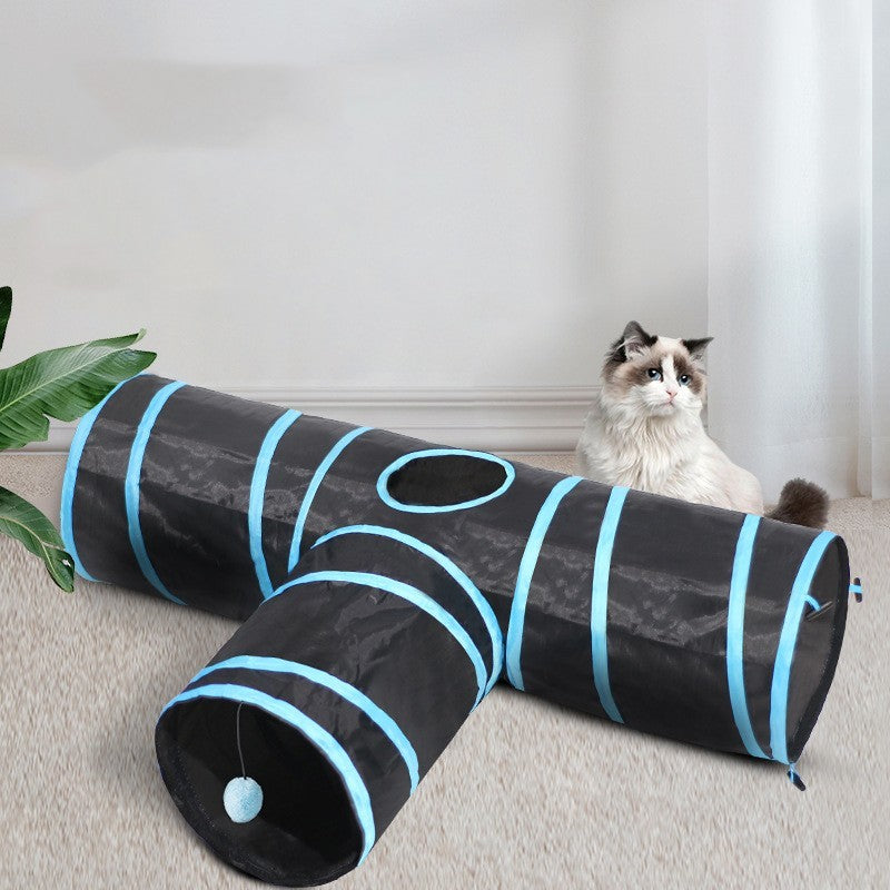 3-Way Cat Tunnel with Toy Ball