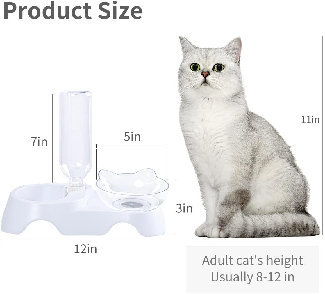 2-in-1 Cat Bowl with 17oz Water Dispenser