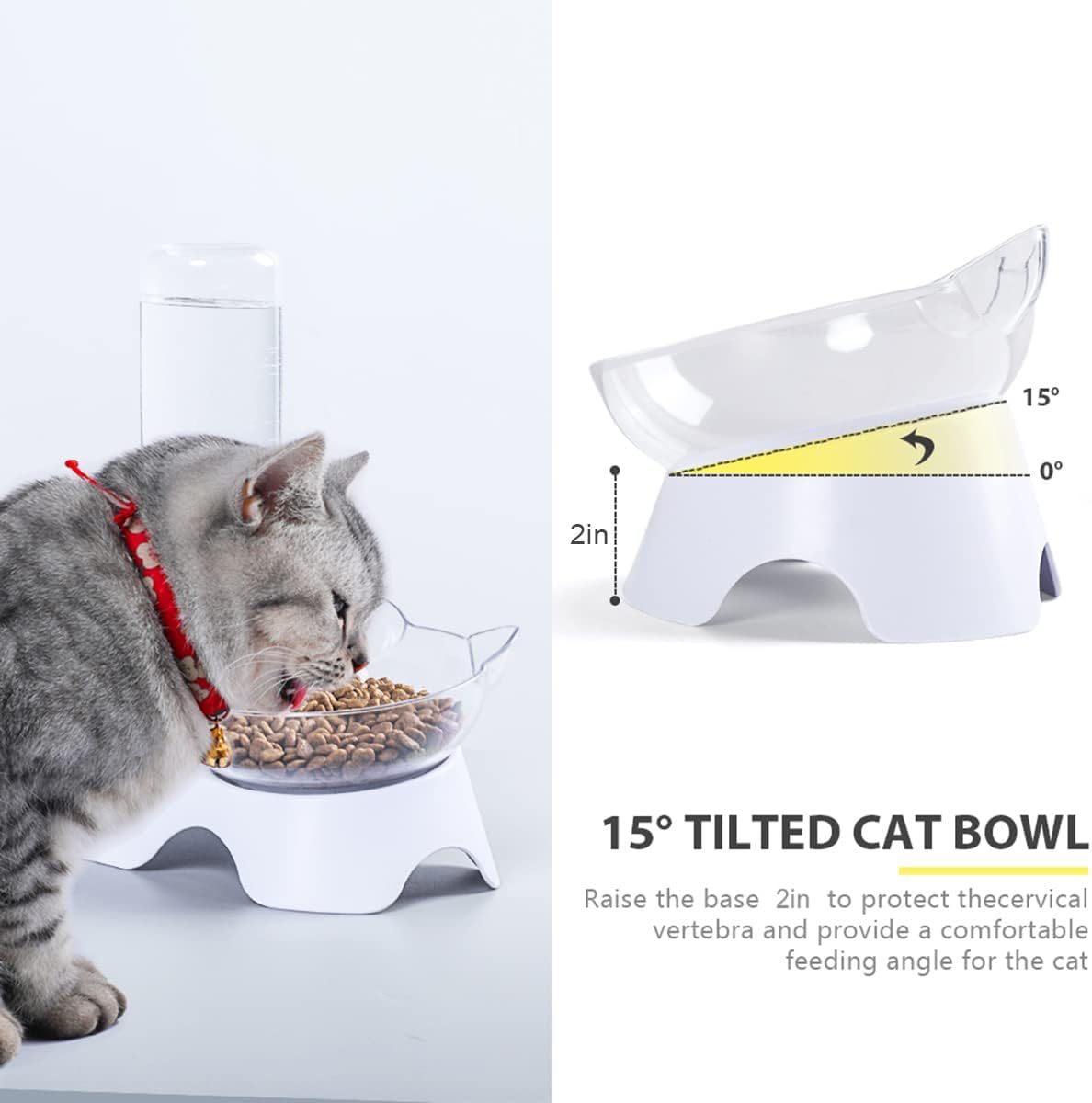 2-in-1 Cat Bowl with 17oz Water Dispenser