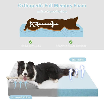 Orthopedic Dog Bed with Bolsters Waterproof & Washable Comfort Sofa 