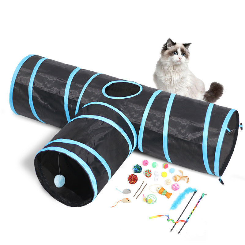 3-Way Cat Tunnel with Toy Ball